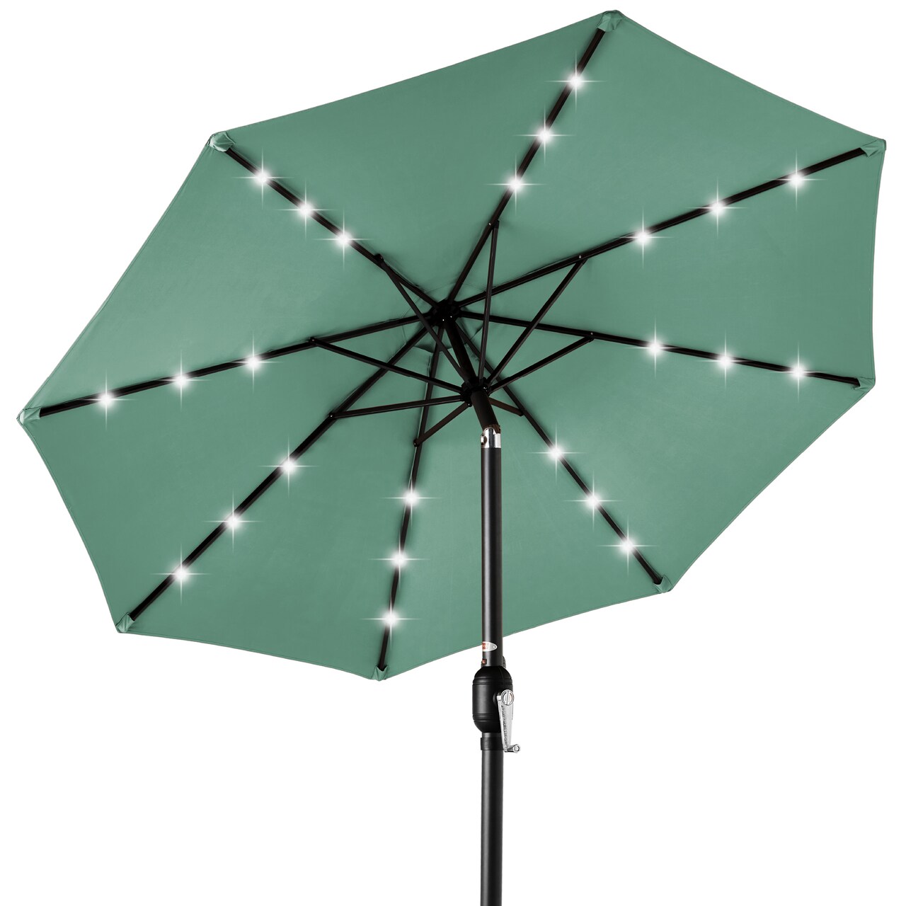 Best Choice Products 10ft Solar LED Lighted Patio Umbrella w/ Tilt Adjustment, UV-Resistant Fabric
